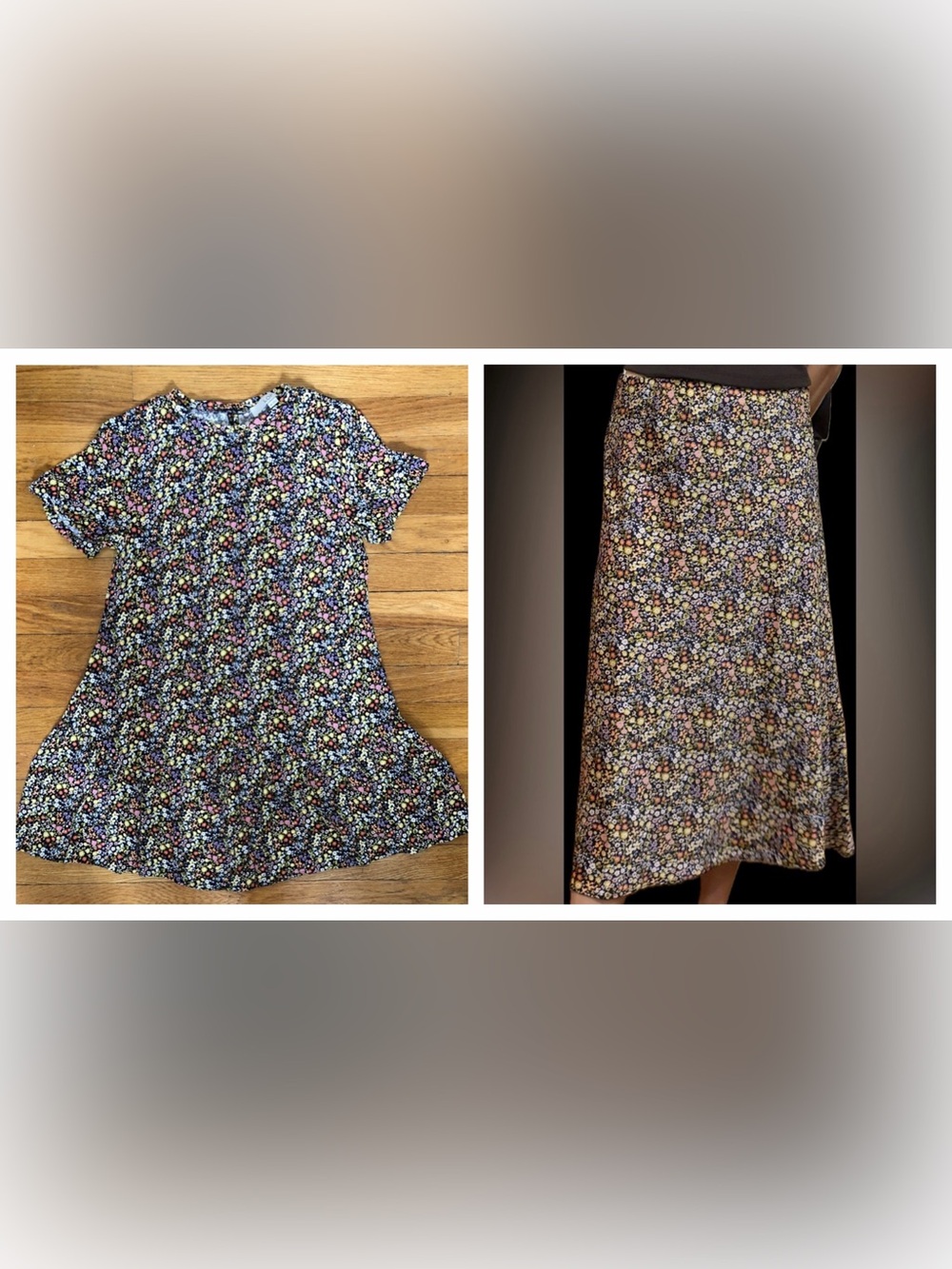 LOFT floral print swing dress and skirt bundle